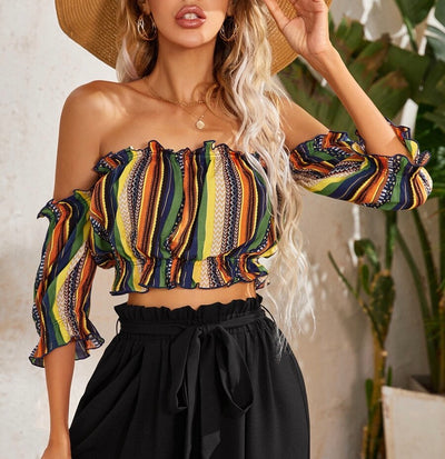 Off Shoulder Striped Top