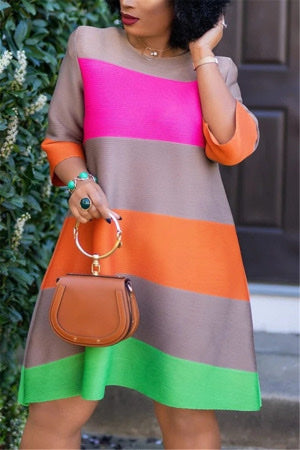 Color Block Loose Dress 